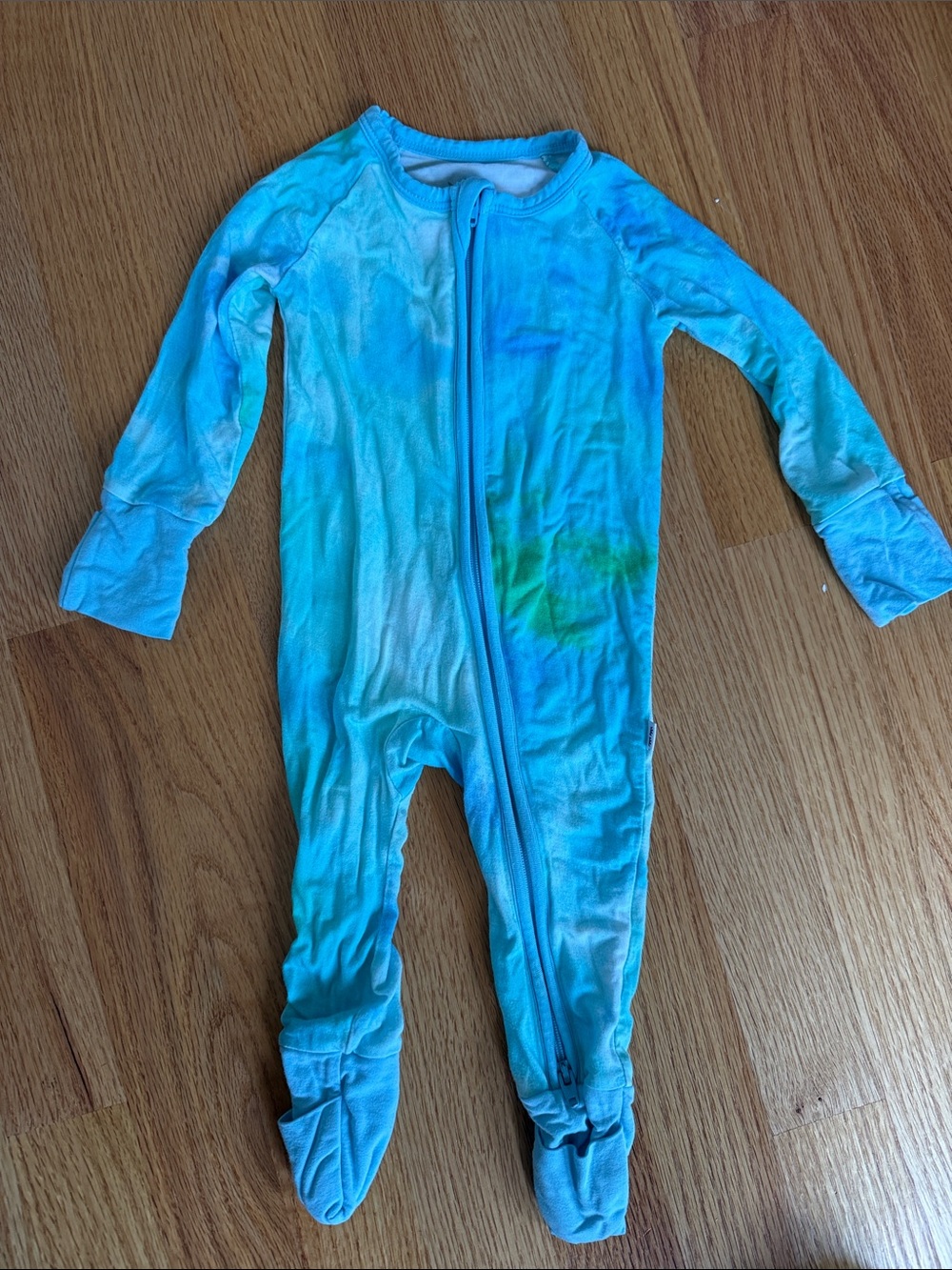 Little Sleepies Blue Tie-Dye Zipper Footie